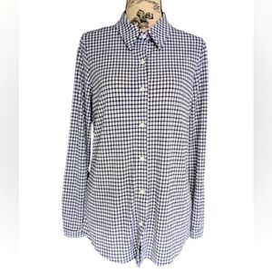 Adrianna Papell women's geometric black and white print button down shirt small